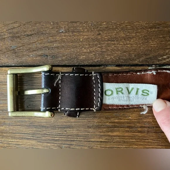 Orvis Leather and Embroidered Canvas Fishing Lure Belt - Picture 2 of 6